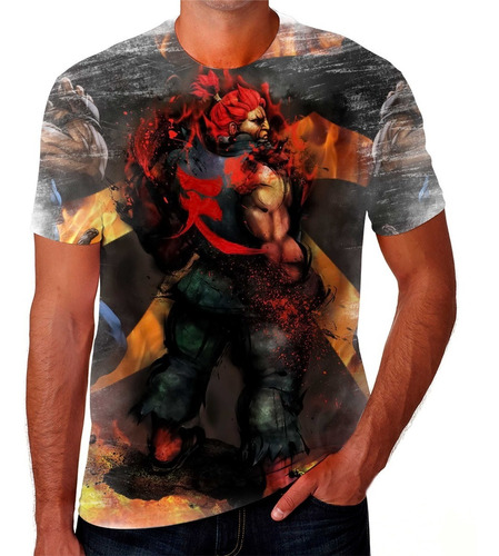 Camiseta Camisa Akuma Street Fighter Jogo Luta Moda Alta 06