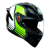 Casco Integral Agv K-1 Power Gunmetal White/green . Agv