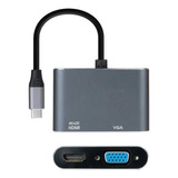 Cable Convertidor Tipo C A Hdmi + Vga Divisor Video 4k Hd