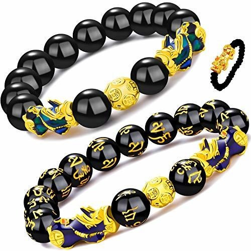 2 Piezas De Feng Shui Negro Obsidiana Pulsera Pulseras ...