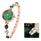 Elegante Juego De Relojes De Mujer Diamante De Agua Verd