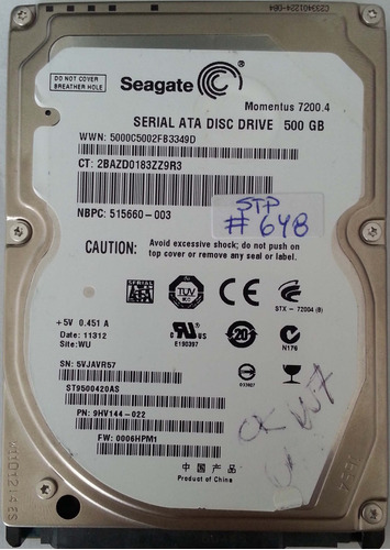 Disco Duro Seagate  St9500420a 500gb Sata-1436 Recuperodatos