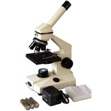 Microscopio Compuesto Metálico Con Luz Led Y Lente Óptico
