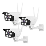 Camaras De Seguridad Kit X 3 Gadnic Wifi Exteriores Hd 1080p Color Blanco