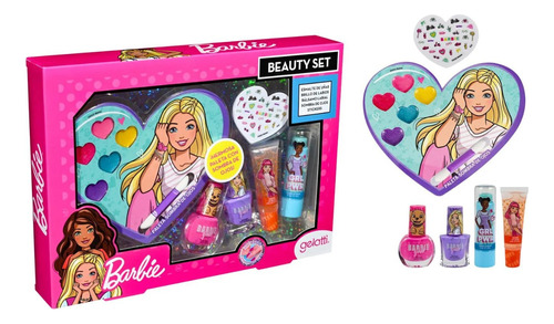 Set De Maquillaje Esmaltes Labial Niñas Barbie 