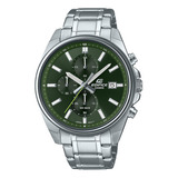 Reloj Hombre Casio Efv-610d-3cvudf Edifice Color De La Correa Plateado Color Del Bisel Plateado Color Del Fondo Verde