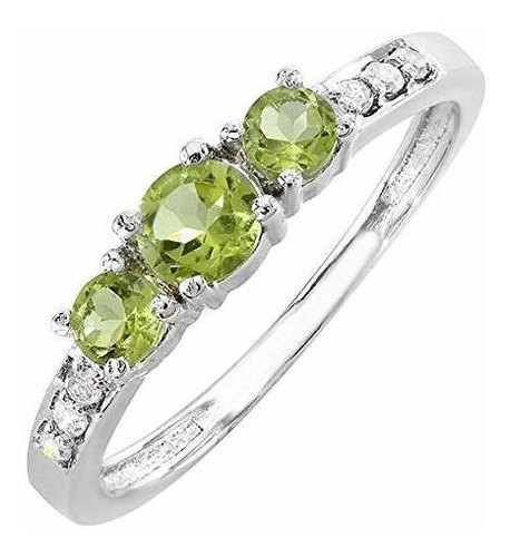 Dazzlingrock Colección 10k Verde Peridoto Y Anillo Nupcial D