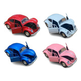 Kit Com 4 Cores Fusca  Carrinho - Miniatura 1/32 - Ferro