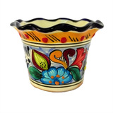 Macetas Onduladas 8cm Artesanales De Talavera Premium 8pzas