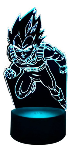 Lampara Ilusión 3d Vegeta Dragón Ball Z + C. Remoto + Pilas