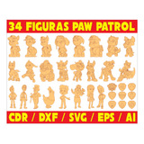 Pack Vectores Corte Laser - 34 Figuras Paw Patrol
