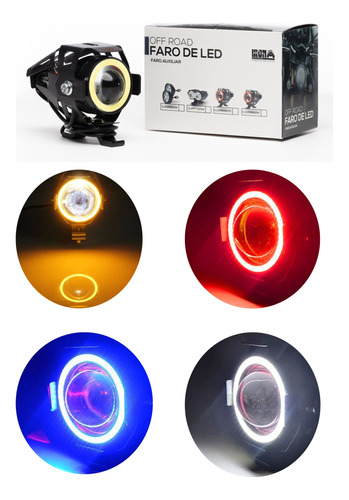 Faro Led Moto Exploradoras Lupa U7 Estrobo Ojo Blanco Ambar