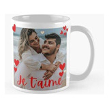 Taza Je T'aime Frensh Cojín San Valentín Personalizado Foto 