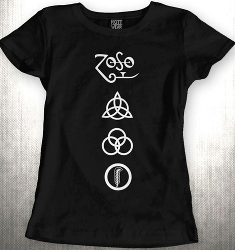 Led Zeppelin H Symbol Rock T-shirt Blusa Dama Rott Wear 