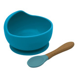 Tigela Prato Bowl Infantil Bebê Silicone Colher Bambu Kababy