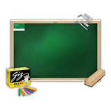 Lousa Quadro Verde Infantil Escolar 90x70 + Giz + Apagador