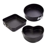 Set 3 Molde De Corazón Desmontable Antiadherente Torta Pan