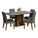 Juego De Comedor Mesa Madera Y 4 Sillas Keila Madesa Color Marron/gris/plata