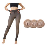 Pack 3 Calzas Efecto Piel Calzas De Polar Mujer Panty Piel