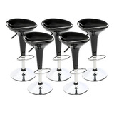 Kit 5 Un Banqueta Alta Café Bar Assento Em Abs Moderna Stool Cor Preto