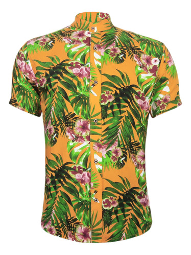 Camisa Hawaiana Hombre Cuello Mao Manga Corta 