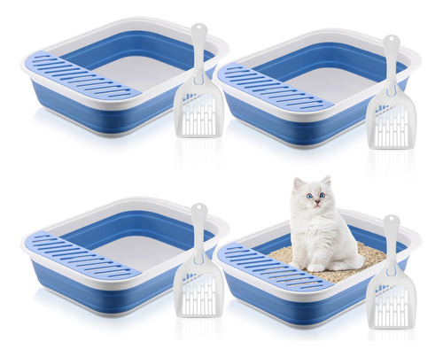 Ziliny 4 Cajas De Arena Plegables Para Gatos Pequenos Para G