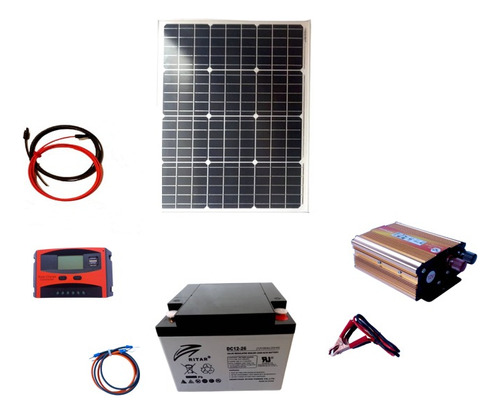 Kit Solar Inversor 500w, Control 20a, Batería 26ah-panel 50w