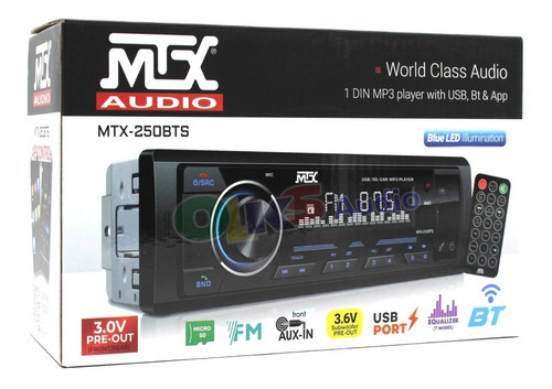 Autoestereo Digital Mtx Audio Mtx-250bts Bluetooth Usb Mp3