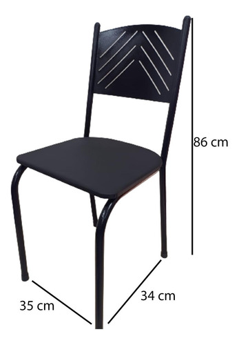 Kit 4 Cadeiras Preta Cozinha Jantar Metal Tubular Almofadada