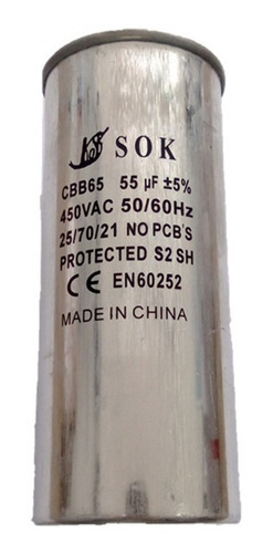 Capacitor 55 Mf 450v Metálico - Aire Acondicionado