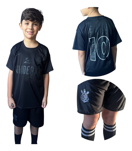 Conjunto Infantil Corinthians Futebol Camisa Short Uniforme