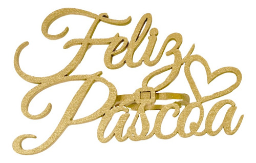 Anel Porta Guardanapos Feliz Páscoa Mdf Dourado 16 Pçs Mod 2