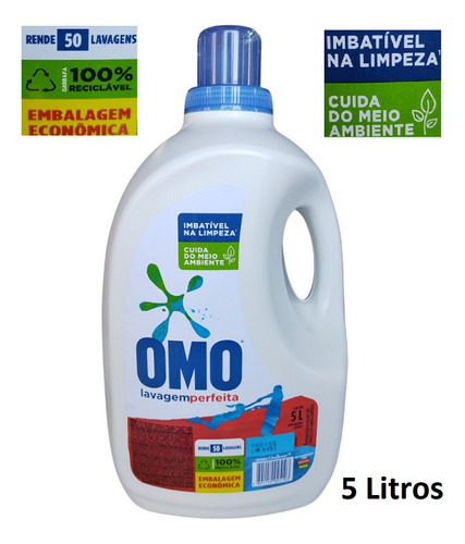 Sabão Liquido Omo Lavagem Perfeita 5 Litros Roupa S/ Manchas