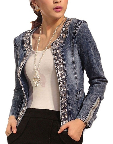 Jaqueta Feminina Manga 3/4 Elegante Blazer Escritório