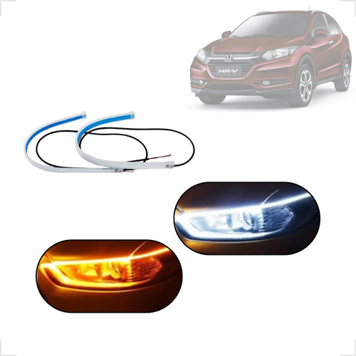 Kit Fitas Led Drl Farol + Seta 12v 60cm Honda Hr-v 2016 2017