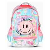 Mochila Espalda Footy Smile Like Me 18 Pulgadas Luz E. Full Diseño De La Tela Rosa