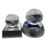 Esfera Vidrio Cristal 6cm C/ Base Luces Led Color Souvenirs
