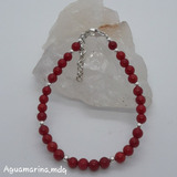 Pulsera Coral De 3mm Y Plata 