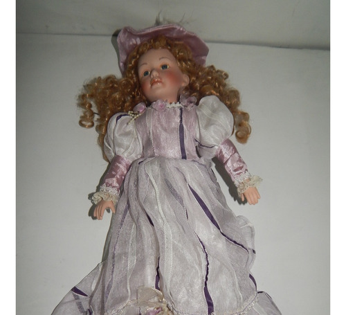 Muñeca Porcelana Tela Antigua Victoriana Dist0