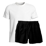 Conjunto Camiseta, Short Linho Premium Bermuda Praia Luxo