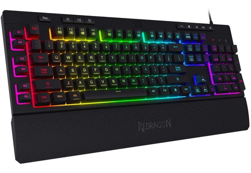 Teclado Gamer Redragon Shiva K512 Rgb Qwerty Inglés Us Color Negro Con Luz Rgb