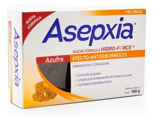 Asepxia Jabón Azufre Piel Grasa 100gr - g a $146