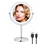 Heculiju 8 Inch Rechargeable Makeup Mirror With Led Lights,.