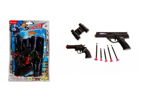 Pistola Lanza Dardos X 2 Unidades + Binocular De Juguete