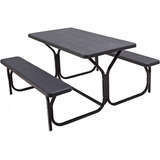 Juego De Bancos Y Mesa Picnic Para Patio Color Negro Giantex