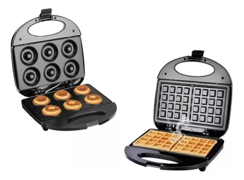 Maquina Waflera Electrica Waffles + Maquina De Donas Mini 