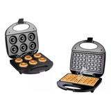 Maquina Waflera Electrica Waffles + Maquina De Donas Mini 