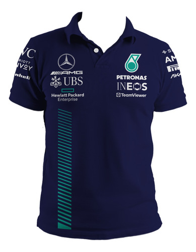 Playera Tipo Polo Mercedes Benz Racing F1  Hamilton L 2023 M