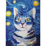 Pintura Com Diamante 5d Diy 30x40 Gato Galáctico Pb038