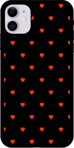 Funda Para Celular Diseño Corazones Negro Y Rojo